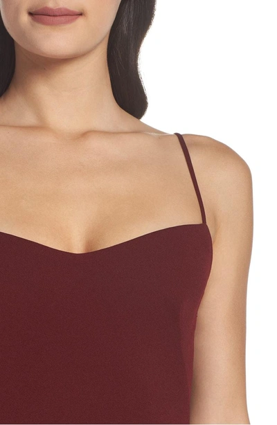 Shop Katie May Fitted Drape Back Crepe Dress In Burgundy
