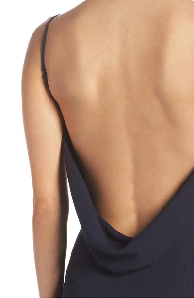 Shop Katie May Fitted Drape Back Crepe Dress In Navy