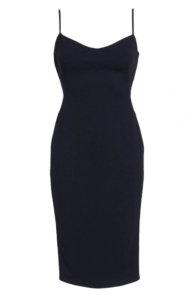Shop Katie May Fitted Drape Back Crepe Dress In Navy