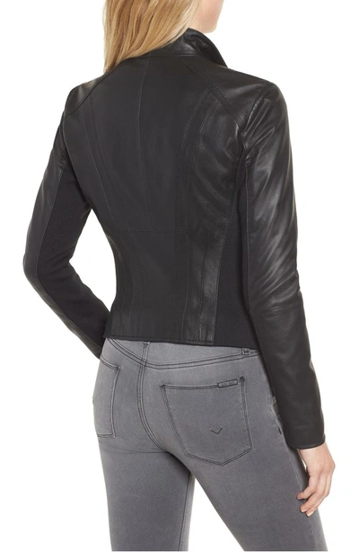 Shop Andrew Marc Felix Stand Collar Leather Jacket In Black