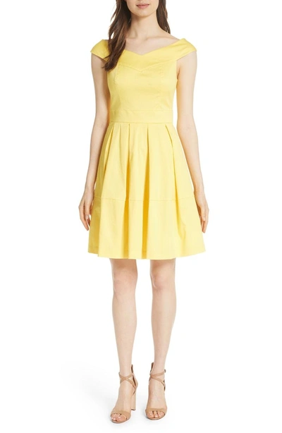 Shop Ted Baker Jullee Off The Shoulder Stretch Cotton Dress In Yellow