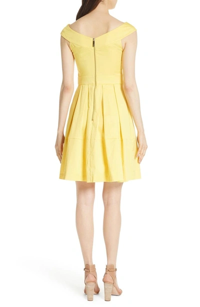 Shop Ted Baker Jullee Off The Shoulder Stretch Cotton Dress In Yellow