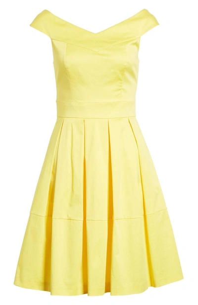 Shop Ted Baker Jullee Off The Shoulder Stretch Cotton Dress In Yellow