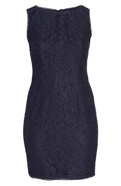 Shop Adrianna Papell Lace Sheath Dress In Navy