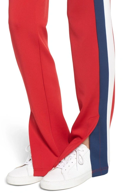 Shop Pam & Gela Stripe Scuba Knit Track Pants In Candy Red
