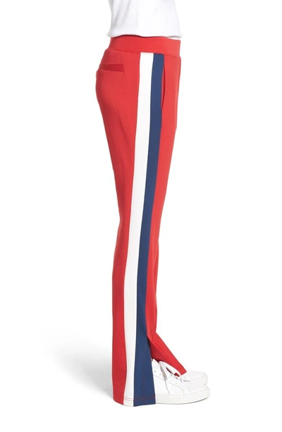 Shop Pam & Gela Stripe Scuba Knit Track Pants In Candy Red