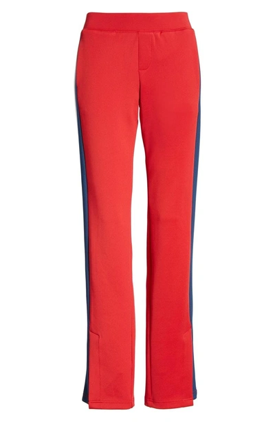 Shop Pam & Gela Stripe Scuba Knit Track Pants In Candy Red