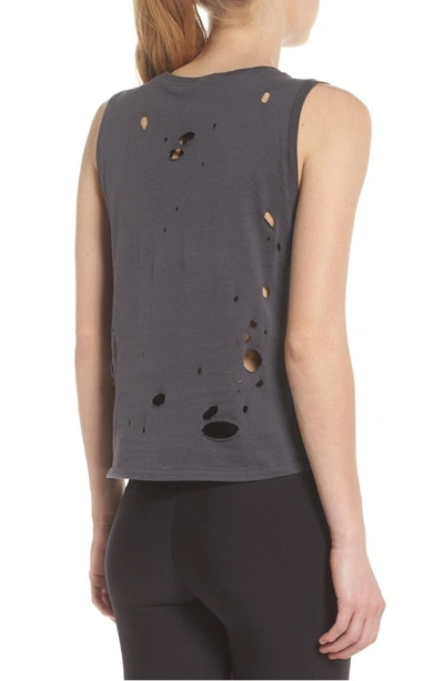 Shop Alo Yoga Harley Muscle Tank In Anthracite/ Distressed Holes