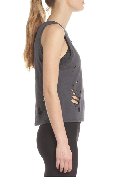 Shop Alo Yoga Harley Muscle Tank In Anthracite/ Distressed Holes