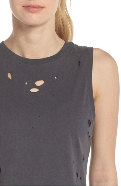 Shop Alo Yoga Harley Muscle Tank In Anthracite/ Distressed Holes