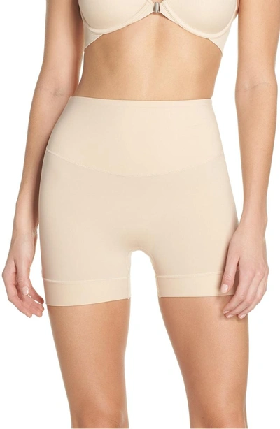 Shop Yummie Tummie Tamers Mid Waist Shaping Shorts In Frappe