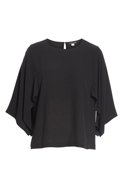 Shop Eileen Fisher Slit Sleeve Silk Top In Black