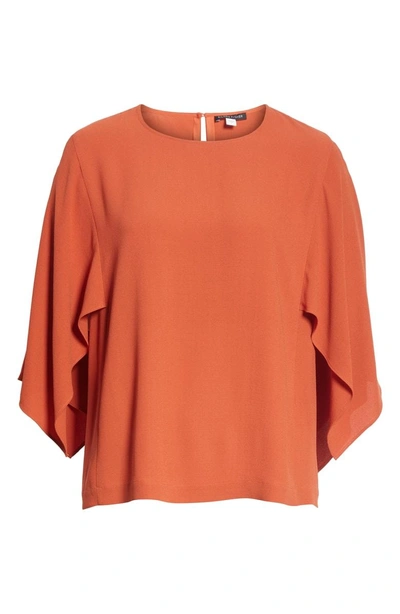 Shop Eileen Fisher Slit Sleeve Silk Top In Orange Pekoe