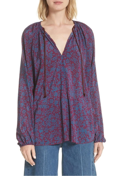 Shop Elizabeth And James Chance Silk Blouse In Multi