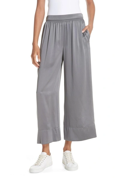 Shop Theory Smocked Vintage Satin Culottes In Rain Grey