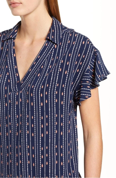 Shop Bobeau Print Shirtdress In Navy Stripe