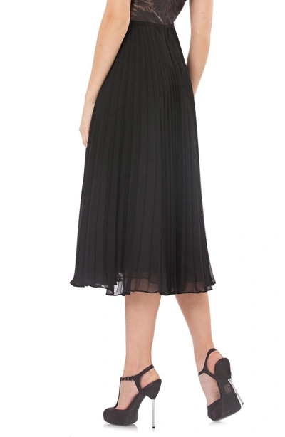 Shop Carmen Marc Valvo Infusion Pleated Skirt In Black Nude