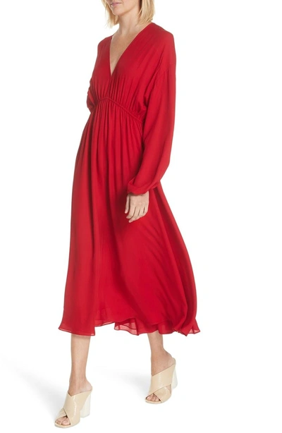 Shop Elizabeth And James Norma Silk Dress In Bright Red