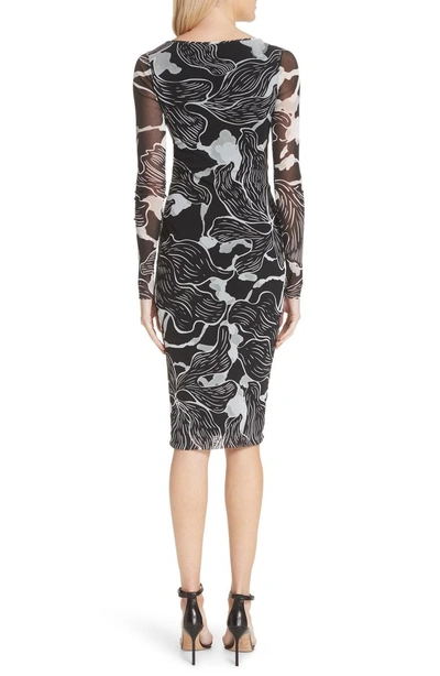 Shop Fuzzi Deco Floral Print Tulle Body-con Dress In Nero