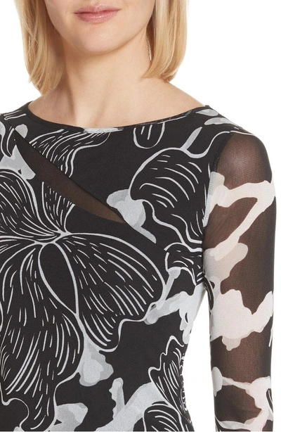 Shop Fuzzi Deco Floral Print Tulle Body-con Dress In Nero