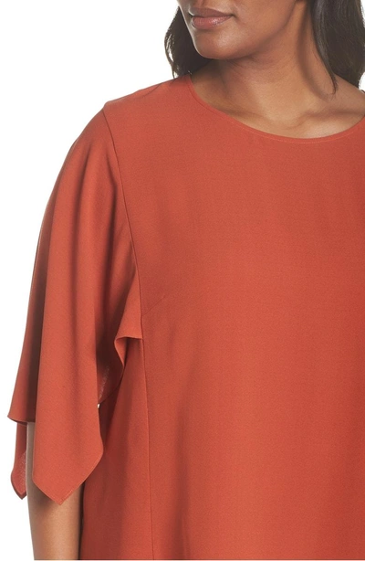 Shop Eileen Fisher Slit Sleeve Silk Top In Orange Pekoe