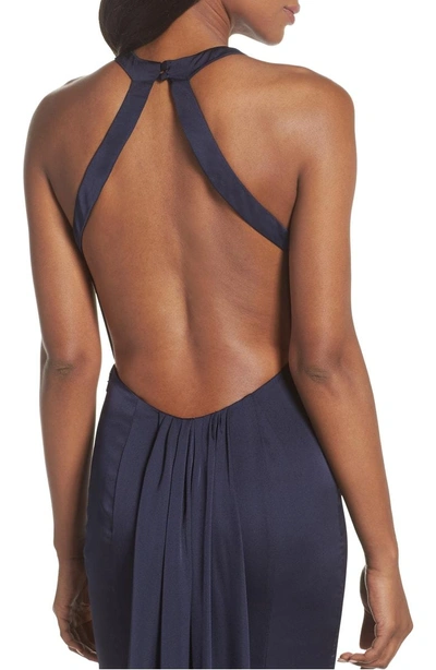 Shop Jarlo Blanche Open Back Gown In Navy