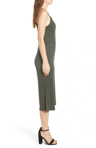 Shop Cupcakes And Cashmere Macall Rib Knit Wide Leg Jumpsuit In Army