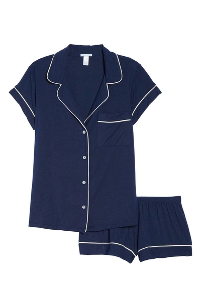 Shop Eberjey 'gisele' Shorty Pajamas In Navy/ Ivory