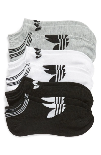 Shop Adidas Originals Adidas 6-pack No-show Socks In White/ Lt Hthr Grey/ Black