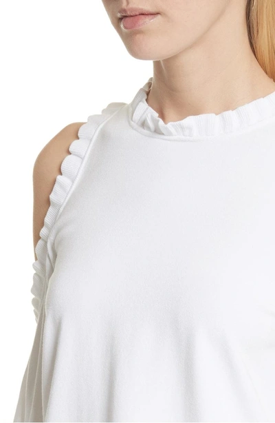 Shop Milly Cold Shoulder Ruffle Top In White