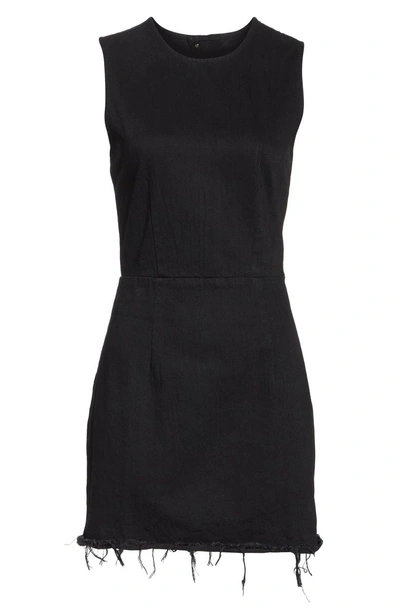 Shop Alexander Wang T Denim X Alexander Wang Fray Hem Sleeveless Shift Dress In Black Fade