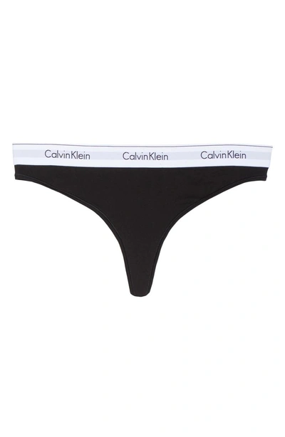 Shop Calvin Klein Modern Cotton-blend Thong In Black