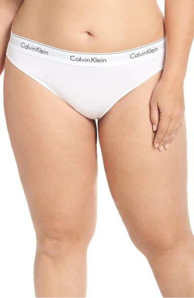 Shop Calvin Klein Modern Cotton-blend Thong In White