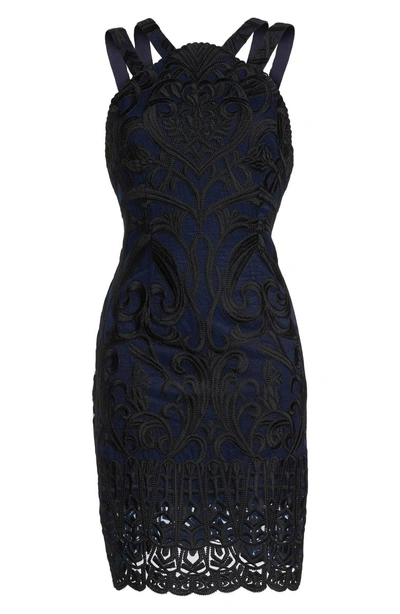 Shop Foxiedox Embroidered Minidress In Navy/ Black