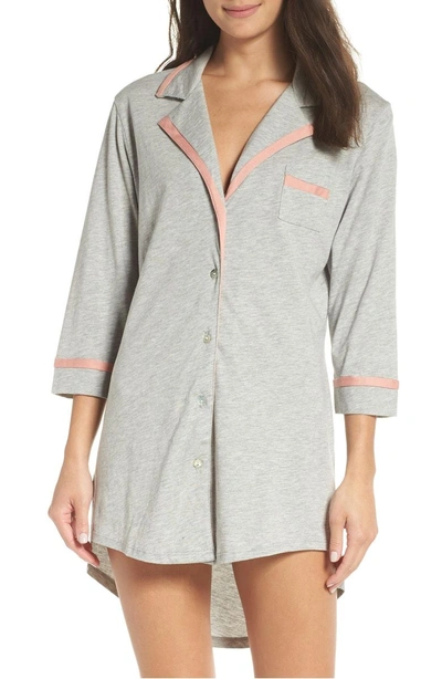 Shop Cosabella Amore Sleep Shirt In Heather Gray/ Mauvelous