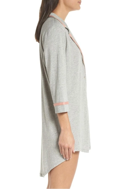 Shop Cosabella Amore Sleep Shirt In Heather Gray/ Mauvelous