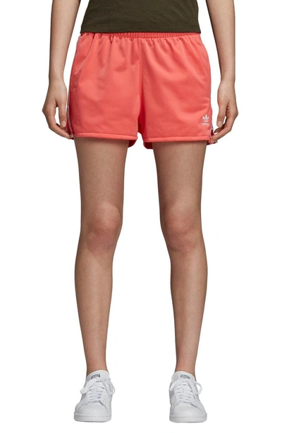 Shop Adidas Originals 3-stripes Shorts In Semi Flash Red