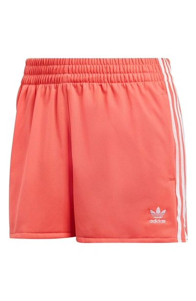 Shop Adidas Originals 3-stripes Shorts In Semi Flash Red