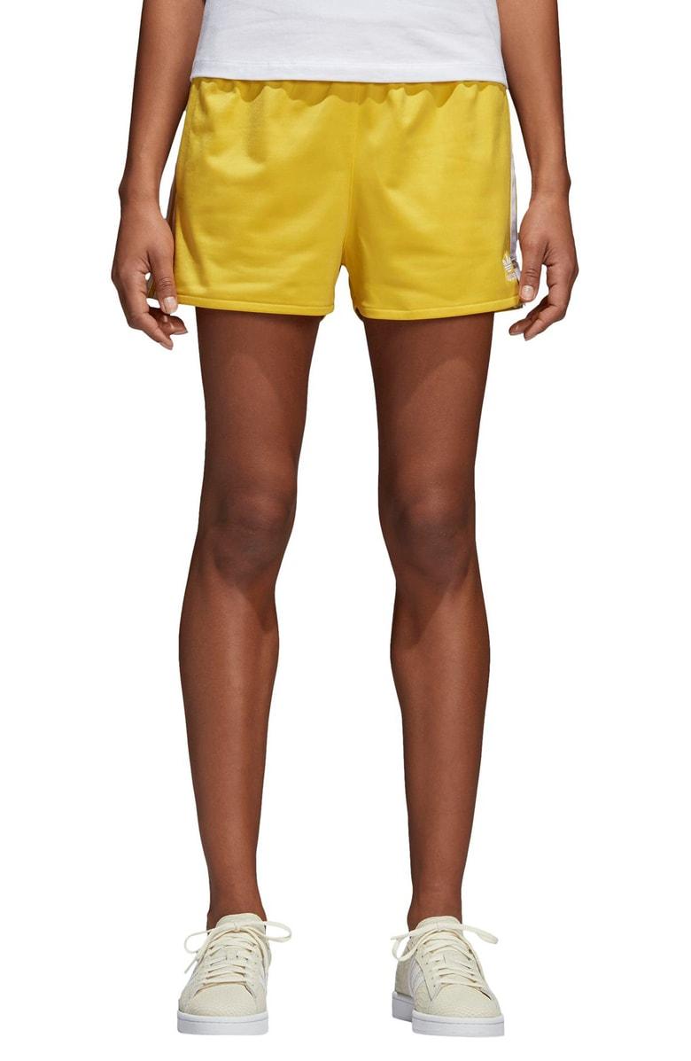 adidas 3 stripe shorts womens yellow