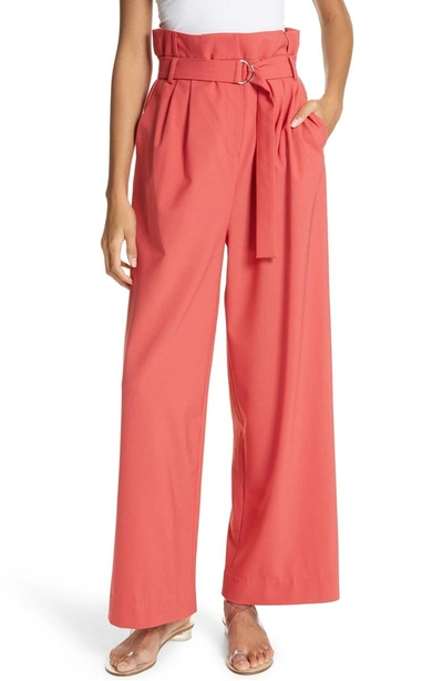 Shop Tibi Stella Tropical Weight Wide Leg Pants In Raspberry