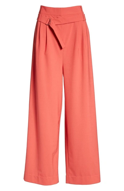 Shop Tibi Stella Tropical Weight Wide Leg Pants In Raspberry