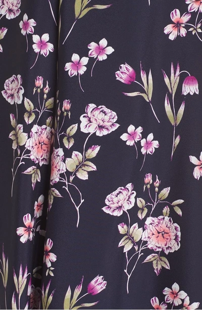 Shop Eliza J Puff Sleeve Floral Wrap Midi Dress In Navy
