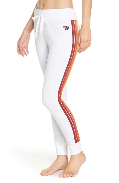Shop Aviator Nation Stripe Sweatpants In White/red Stripes