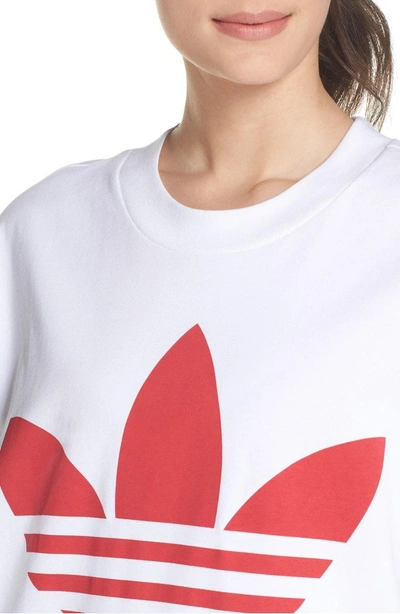 Shop Adidas Originals Originals Trefoil Logo Tee In White / Radiant Red