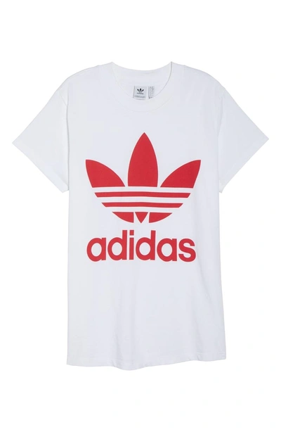 Shop Adidas Originals Originals Trefoil Logo Tee In White / Radiant Red