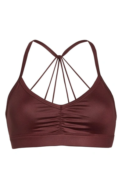 Shop Alo Yoga 'sunny Strappy' Soft Cup Bralette In Black Cherry Glossy