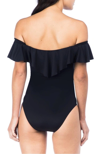 Shop Trina Turk Off The Shoulder One-piece Swimsuit In Black