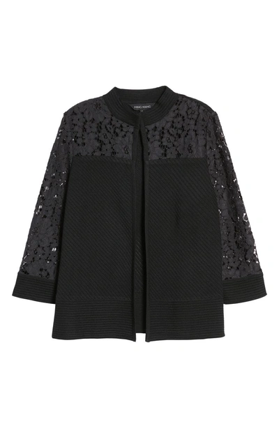 Shop Ming Wang Lace Trim Jacket In Black