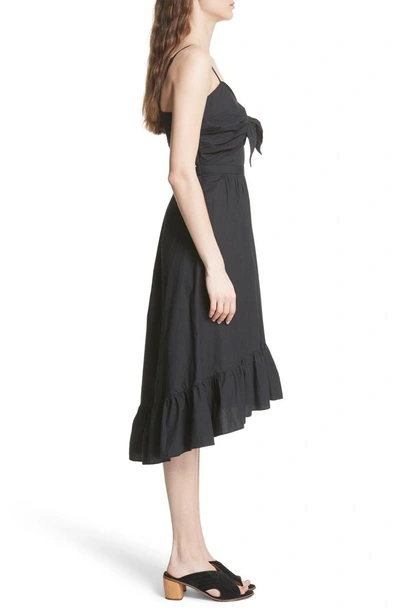 Shop Joie Clorinda Tie Front Cutout Cotton Dress In Caviar