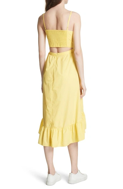 Shop Joie Clorinda Tie Front Cutout Cotton Dress In Pineapple